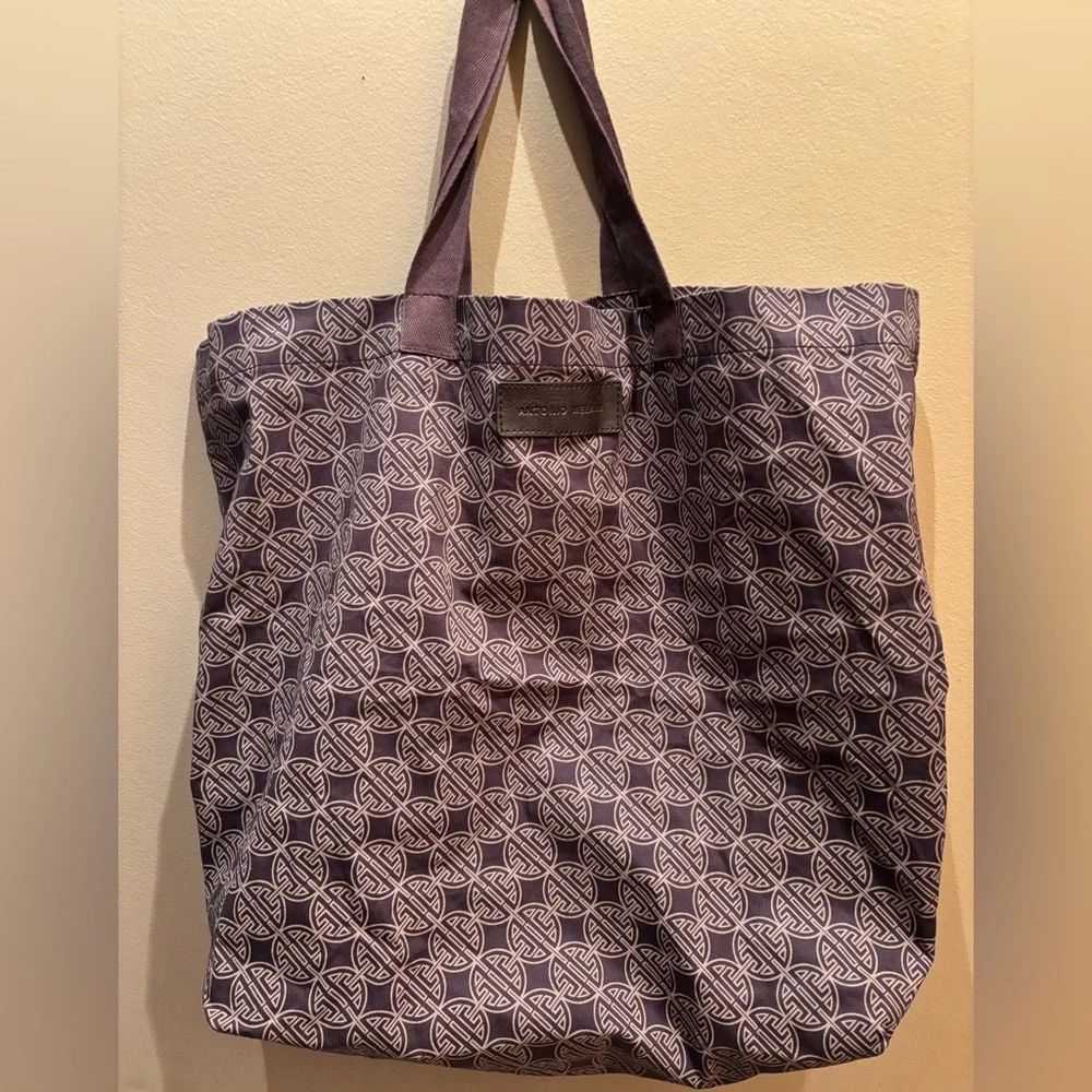 ANTONIO MELANI BROWN AND TAN CANVAS CLOTH TOTE BAG  16